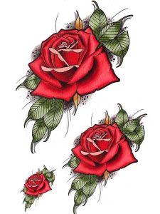 Traditional Red Rose Medium Temporary Tattoo Body Art Transfer No. 25