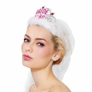 ‘Bride To Be’ Silver Tiara With White Veil