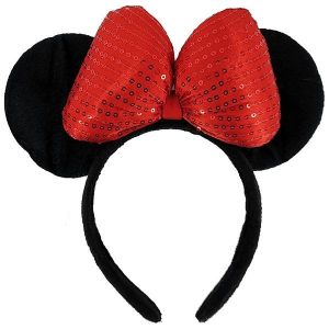 3D Red Sequin Bow Mouse Ears