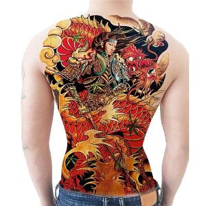 Dragon and Warrior Full Back Temporary Tattoo Body Art Transfer No. 68
