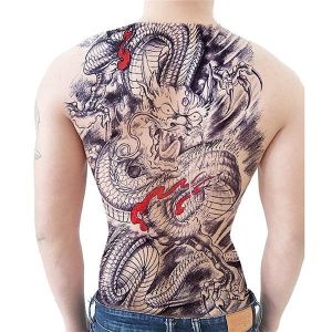 Crazed Chinese Dragon Full Back Temporary Tattoo Body Art Transfer No. 71