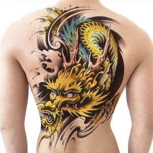 Green Chinese Dragon Full Back Temporary Tattoo Body Art Transfer No. 8