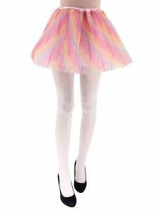 Adult - Pastel Pink and Rainbow Striped Tutu Skirt