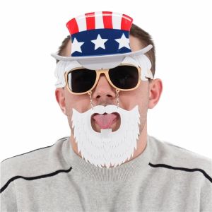 American Uncle Sam Top Hat with Moustache & Beard Glasses