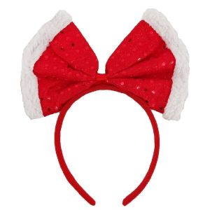Big Red Christmas Sequined Bow Headband 