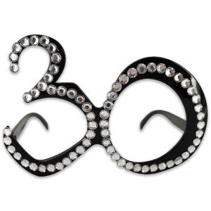 Number-shaped Milestone 30th Birthday Diamante Glasses In Black