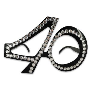 Number-shaped Milestone 40th Birthday Diamante Glasses In Black