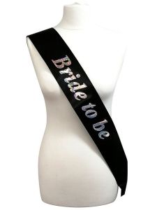 Black With Holographic Silver Foil ‘Bride To Be’ Sash