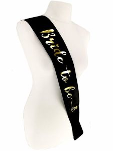 Black With Gold Diamond Ring ‘Bride To Be’ Sash