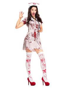 Blood-spattered Nurse Women's Halloween Fancy Dress Costume UK 8
