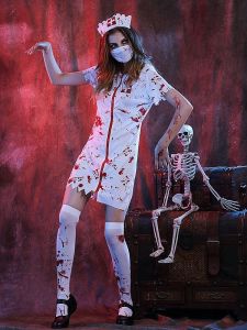 Bloody Zombie Nurse Halloween Fancy Dress Costume - One Size