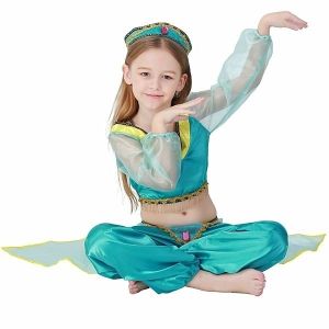 Blue and Gold Genie Princess Kids Fancy Dress Costume - Kids 2-3 yrs