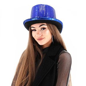 Blue Sequin Top Hat