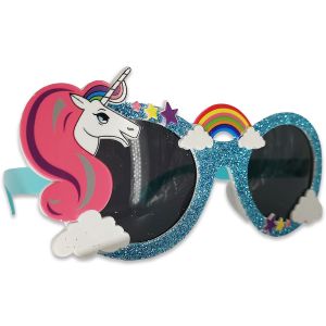 Blue Glitter Unicorn Rainbow Fun Sunglasses 