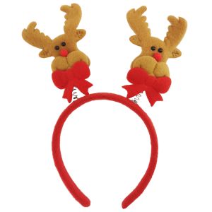 Brown Rudolph Faces With Red Bow Christmas Headband