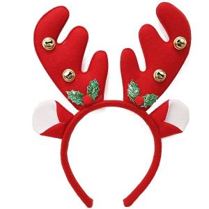 Classic Red Reindeer Antlers with Bells Headband