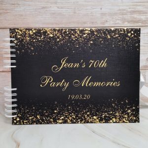 CUSTOM Black & Gold Glitter Ombre Guestbook with Different Page Style Options