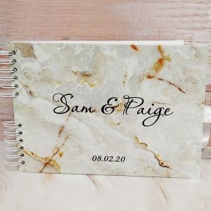 CUSTOM Gold Marble Detail Guestbook with Different Page Options