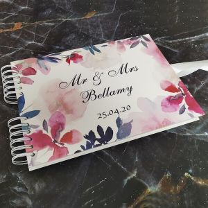 CUSTOM Pastel Water Colour Flowers Guestbook with Different Page Options