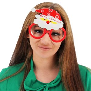 Cute Santa With Snowflake Hat & Red Nose Round Frame Christmas Glasses