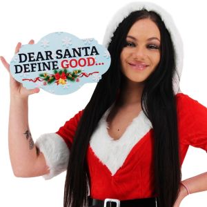 Dear Santa Define Good & Best Christmas Ever, Double-Sided Xmas Photo Booth Word Board Signs
