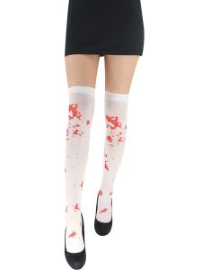 Adult Halloween Stockings - White with Red Blood Splatters