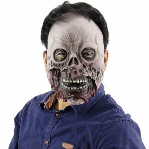Rotten Zombie Bloody Shredded Skull Mask Halloween Fancy Dress Costume 