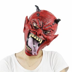 Crazy Pierced Tongue Evil Devil Mask Halloween Fancy Dress Costume 