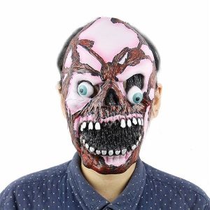 Crazed Demonic Pink Skull Mask Halloween Fancy Dress Costume 