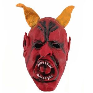 Devil Mask With Orange Horns Halloween Fancy Dress Costume 