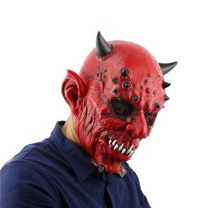 Halloween Horned Devil Mask With Sharp Teeth