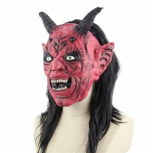 Red & Black Satan Mask Halloween Fancy Dress Costume 