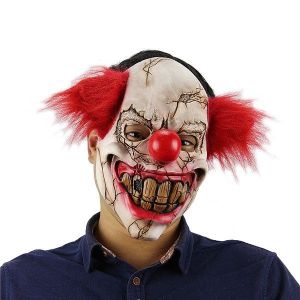 Scarred Crazy Clown Mask Halloween Fancy Dress Costume 