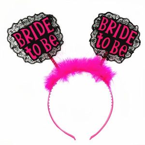 Lace ‘Bride to Be’ Black and Hot Pink Headband