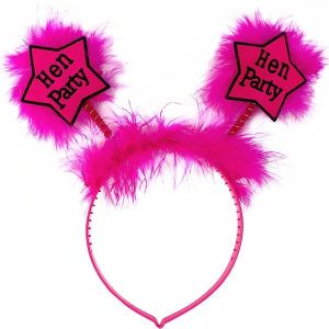 Hot Pink Star ‘Hen Party’ Headband With Pink Fur