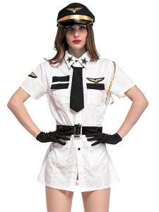 Female Flight Captain Sexy Fancy Dress Costume 