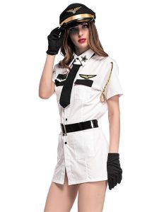 Female Flight Captain Sexy Fancy Dress Costume 
