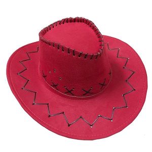 Hot Pink Suede Effect Cowboy Hat 