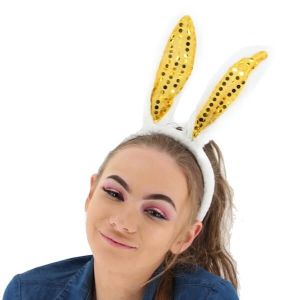 Furry Sequin Easter Bunny Ears Headband – Various Colours