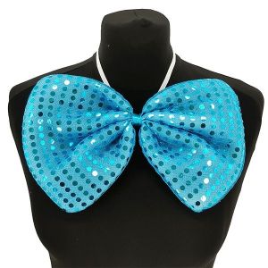 Giant Sequin Bow Tie in Blue