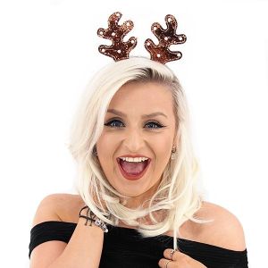 Brown Glitter Reindeer Antlers Christmas Headband