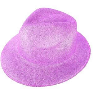Purple Glitzy Plastic Gangster Hat