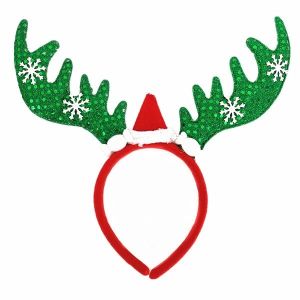 Green Glitzy Reindeer Antlers Christmas Headband