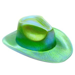 Green Metallic Opal Holographic Western Cowboy Cowgirl Hat
