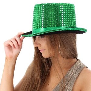 Green Sequin Top Hat