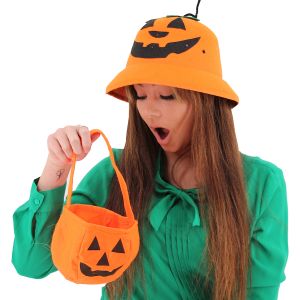 Halloween Trick Or Treat Rounded Pumpkin Candy Bag 