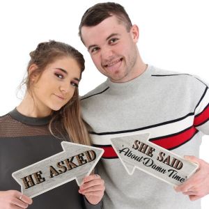 ‘She Said ‘About Damn Time’ Arrow Word Board Photo Booth Prop