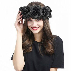 Beautiful Black Garland Flower Headband 