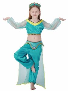 Blue and Gold Genie Princess Kids Fancy Dress Costume - Kids 2-3 yrs