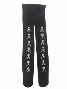 Kids Halloween Tights -  Pirate Glitzy Silver Skull & Cross Bones